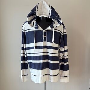 American Eagle Outfitters Navy and White Striped Hoodie